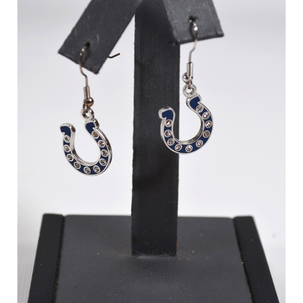Indianapolis Colts Horseshoe Dangle Earrings Silver Tone Pierced